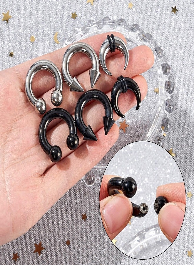 مجموعة أدوات توسيع الحاجز الأنفي من Qmcandy، من 6 إلى 12 قطعة، بمقاسات 8G، 6G، 4G، و2G، على شكل حرف C، تتضمن أقراطًا سميكة على شكل حدوة حصان، مناسبة للنساء والرجال. - Image 5